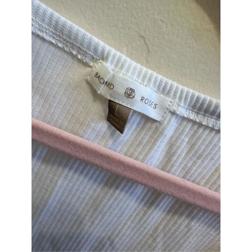 Backyard Roses White Ribbed Cross Strap Long Sleeve Alice Top Size Large - Picture 3 of 4